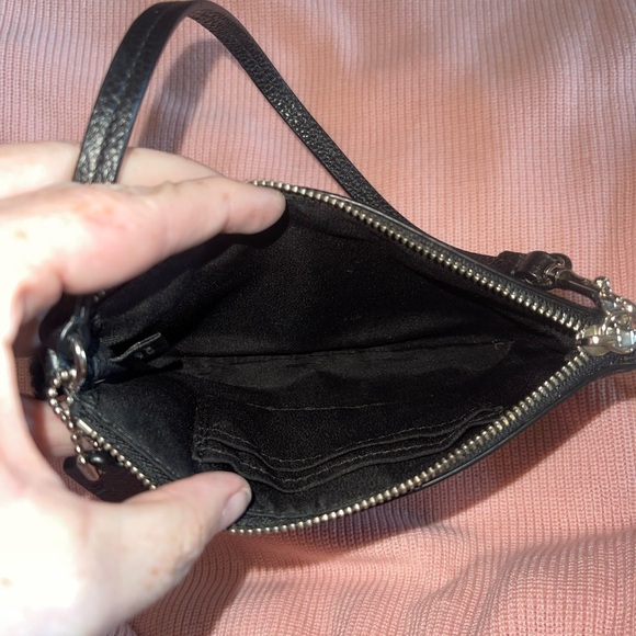 COACH SIGNATURE LEATHER FUR TRIMMED WRISTLET - Picture 6 of 7